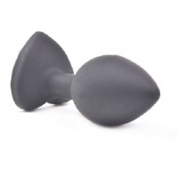 Anal Plug Black Silicone Small with Purple Heart Shape Diamond